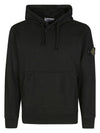 Logo Patch Cotton Fleece Hoodie Black - STONE ISLAND - BALAAN 1