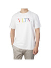 VLTN Multi Color Logo Cotton Short Sleeve T-Shirt White - VALENTINO - BALAAN 1