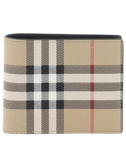 Check Slim Bifold Leather Half Wallet Beige - BURBERRY - BALAAN 2