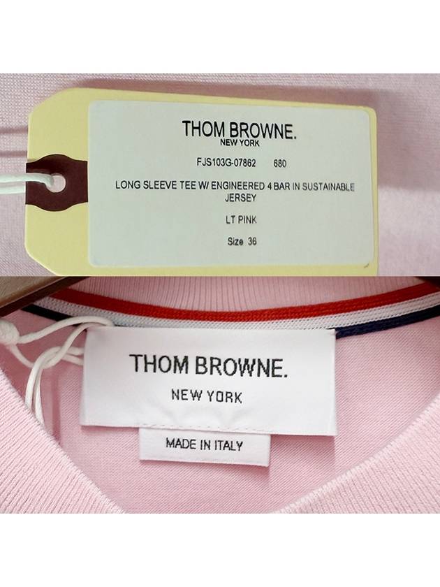 Jersey 4-Bar Long Sleeve T-Shirt Light Pink - THOM BROWNE - BALAAN 9