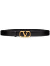 V Logo Signature Calfskin Leather Belt Black - VALENTINO - BALAAN 1