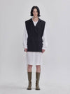 Lapel Collar Develop Design Wool Vest Black - LIE - BALAAN 1