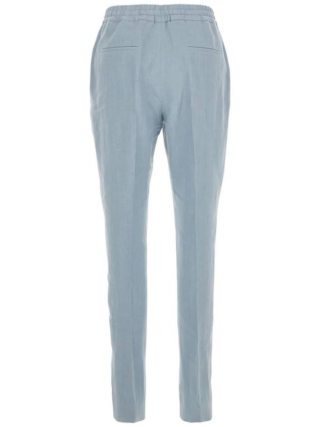 Light Blue Drawstring Waist Pants In Linen Woman - ELEVENTY MILANO - BALAAN 2