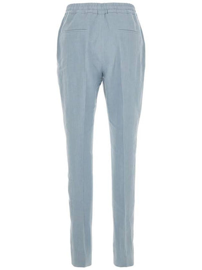 Light Blue Drawstring Waist Pants In Linen Woman - ELEVENTY MILANO - BALAAN 2