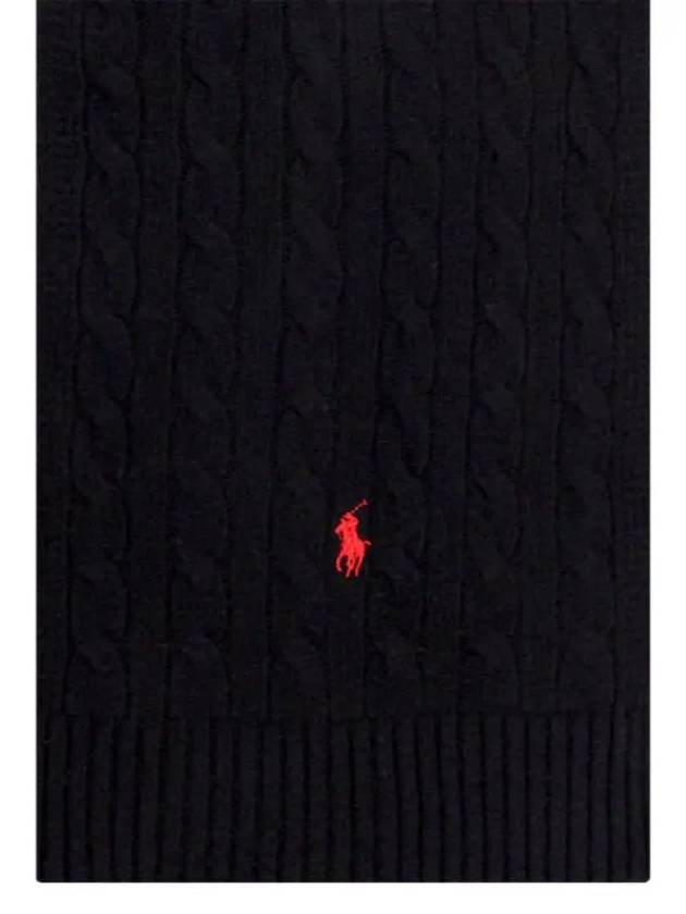 Pony Cable Knit Scarf Black - POLO RALPH LAUREN - BALAAN 4