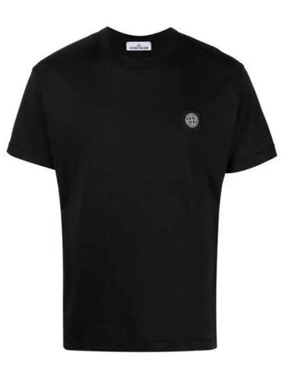 Logo Patch Short Sleeves T-Shirt Black - STONE ISLAND - BALAAN 2