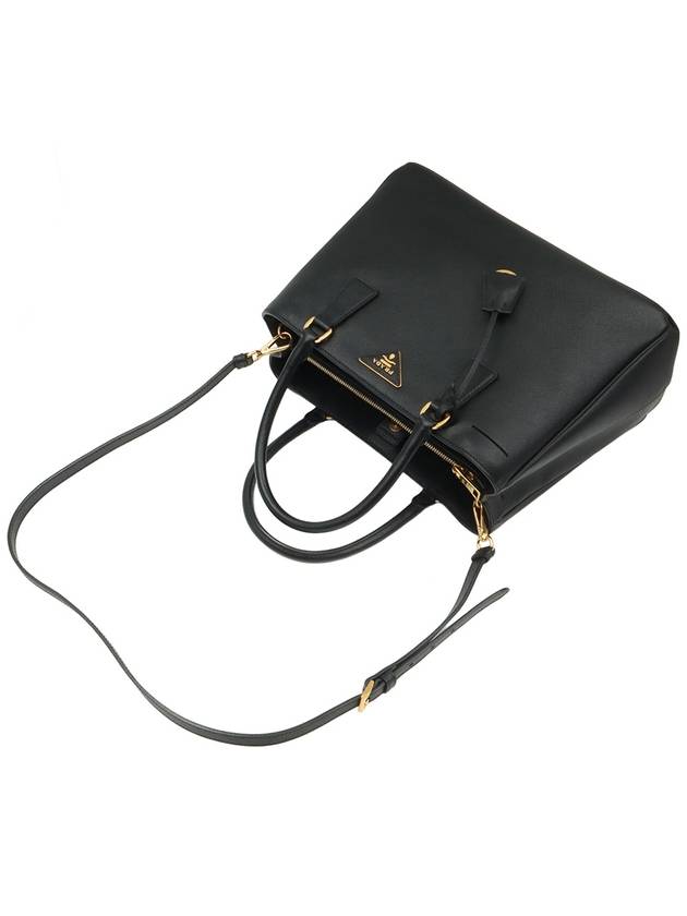 Black Saffiano Lux Gold Triangle Logo 2WAY - PRADA - BALAAN 5