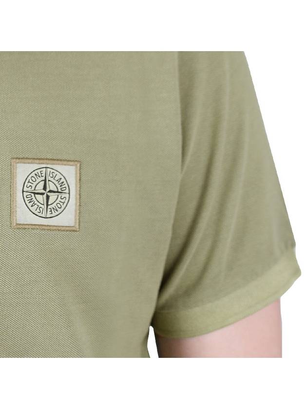 Men's Logo Patch Cotton Short Sleeve Polo Shirt Green - STONE ISLAND - 7