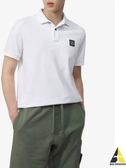 Pique Stretch Cotton Short Sleeve Polo Shirt White - STONE ISLAND - BALAAN 2