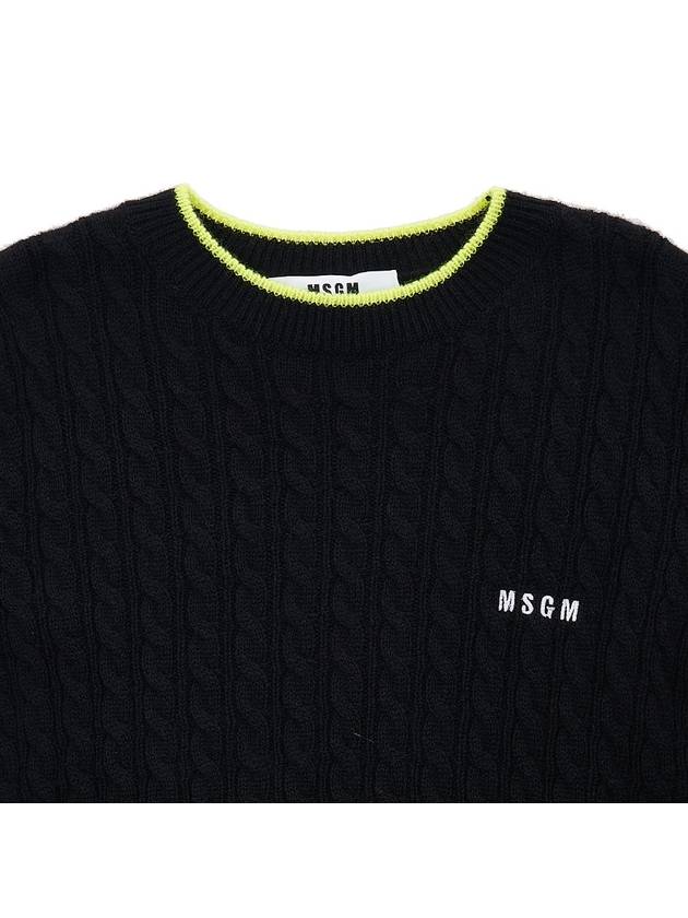 Logo Cable Wool Knit Top Black - MSGM - BALAAN 4