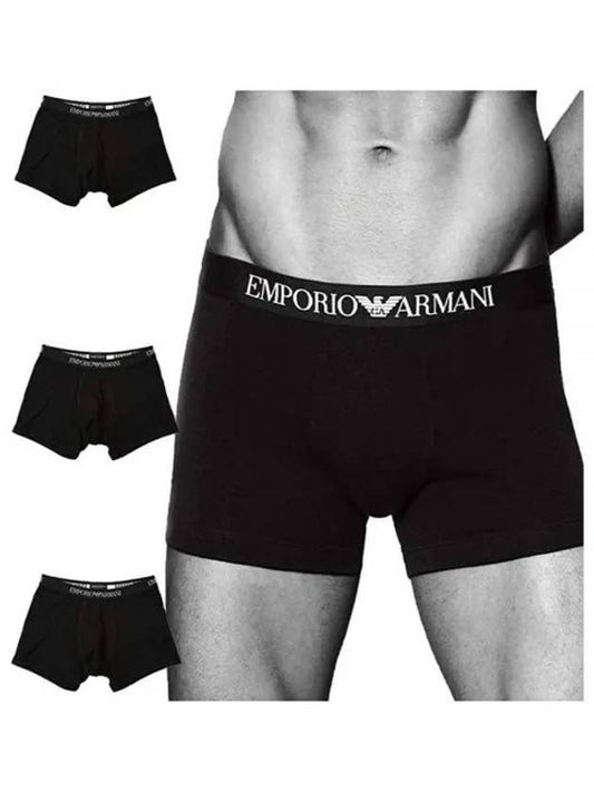 Men's Logo Pure Cotton Briefs 3 Pack Black - EMPORIO ARMANI - BALAAN.