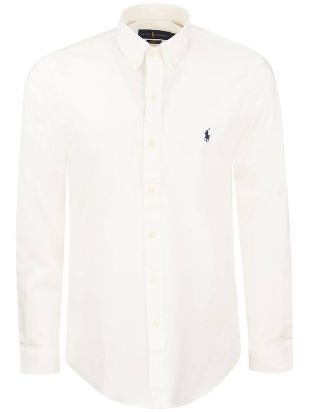 Embroidered Logo Pony Long Sleeve Shirt White - POLO RALPH LAUREN - BALAAN 2