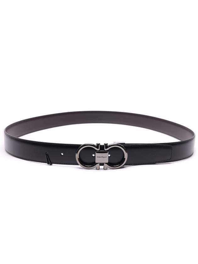 Gancini Reversible Adjustable Calfskin Leather Belt Black - SALVATORE FERRAGAMO - BALAAN 6