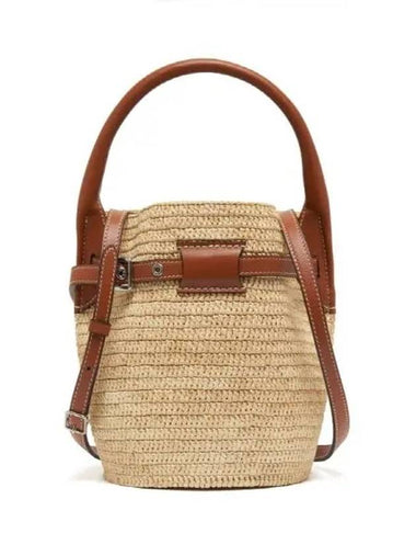 Big Bag Nano Raffia And Calfskin Bucket Bag Natural - CELINE - BALAAN 1