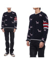 4-Bar Relaxed Hector Pullover Wool Knit Top Navy - THOM BROWNE - BALAAN 3