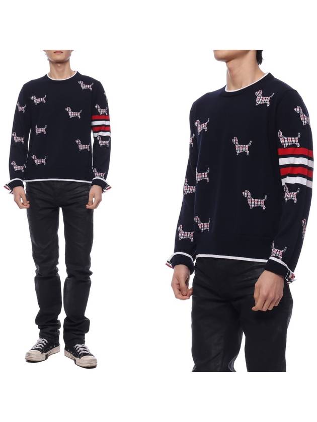 4-Bar Relaxed Hector Pullover Wool Knit Top Navy - THOM BROWNE - BALAAN 3