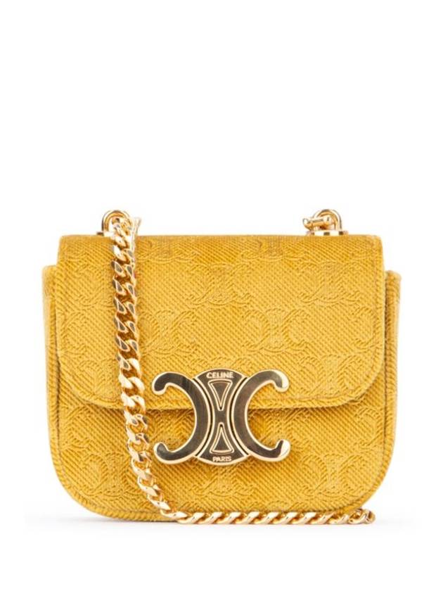 Mini Chain Claude Velvet Triomphe All-Over Cross Bag Gold - CELINE - BALAAN 1