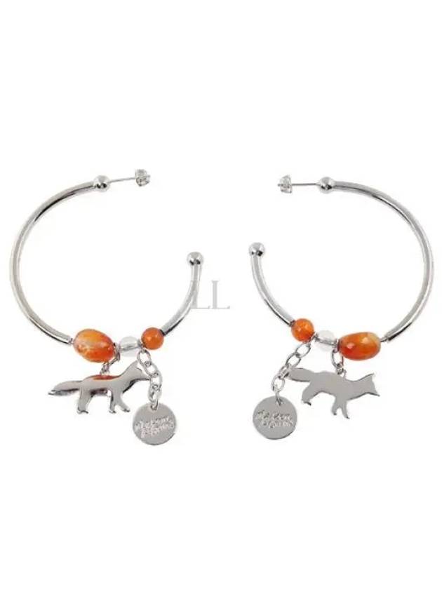 Fox Beads Hoop Earrings Silver - MAISON KITSUNE - BALAAN 2