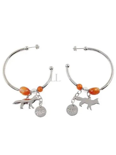 Fox Beads Hoop Earrings Silver - MAISON KITSUNE - BALAAN 2