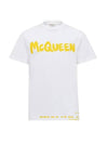 Men's Graffiti Logo Short Sleeve T-Shirt White - ALEXANDER MCQUEEN - BALAAN 1