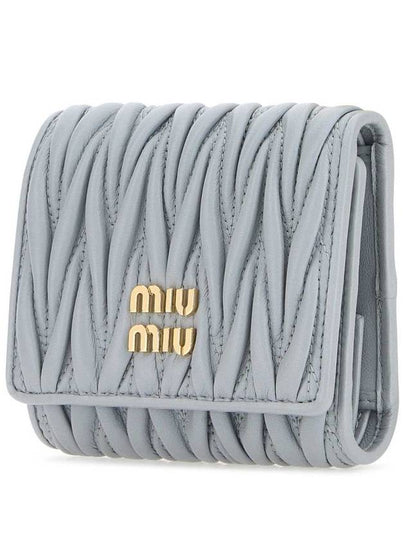 Matelasse Logo Nappa Leather Half Wallet Cornflower Blue - MIU MIU - BALAAN 2