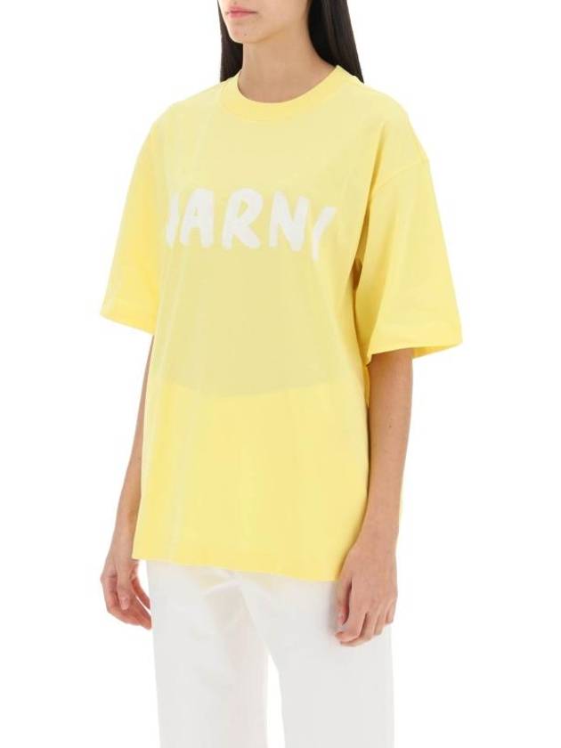 Logo Lettering Boxy Fit Short Sleeve T-Shirt Yellow - MARNI - BALAAN 5