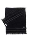 GG Reversible Line Wool Muffler Black - GUCCI - BALAAN.