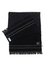 GG Reversible Line Wool Muffler Black - GUCCI - BALAAN 1