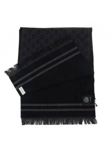 GG Reversible Line Wool Muffler Black - GUCCI - BALAAN 1