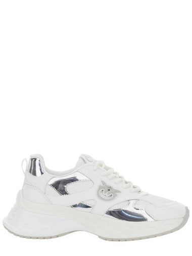 'Ariel 15' White Sneakers With Mirror Panels And Logo Patch On The Tongue In Tech Fabric Woman - PINKO - BALAAN 1