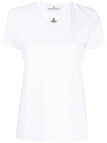 Embroidered Logo Short Sleeve T-Shirt White - VIVIENNE WESTWOOD - BALAAN 1