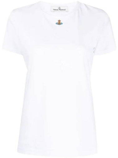 Embroidered Logo Short Sleeve T-Shirt White - VIVIENNE WESTWOOD - BALAAN 1