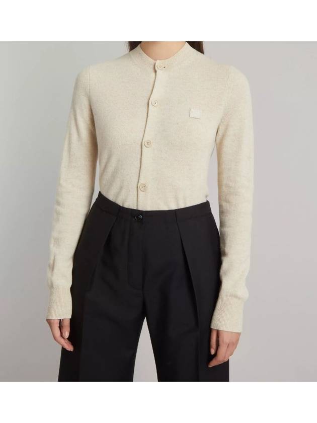 Face Logo Wool Cardigan Oatmeal Women s - ACNE STUDIOS - BALAAN 5