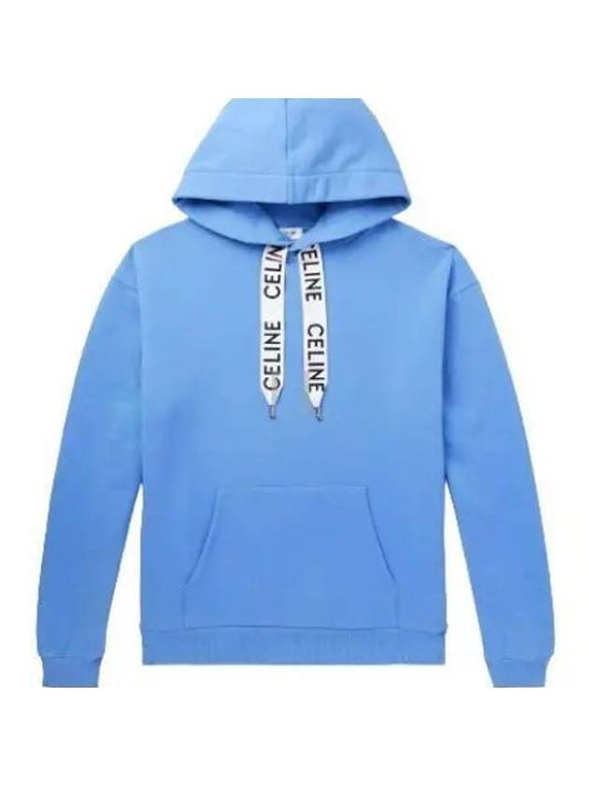 Loose Cotton Fleece Hoodie Dirty Blue - CELINE - BALAAN 1