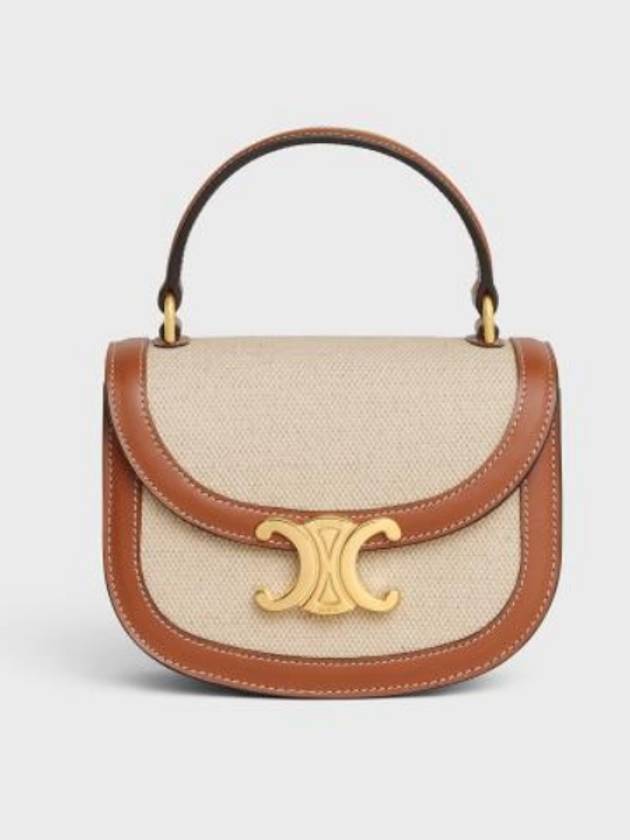 Besace Clea Textile Calfskin Mini Bag Natural Tan - CELINE - BALAAN 3