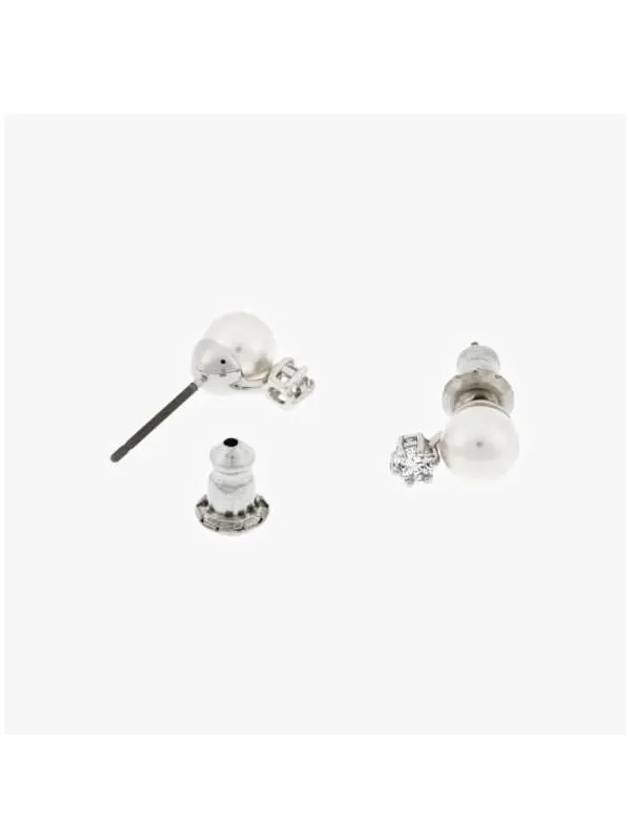 Matrix Stud Rhodium Plated Earrings White - SWAROVSKI - BALAAN 5