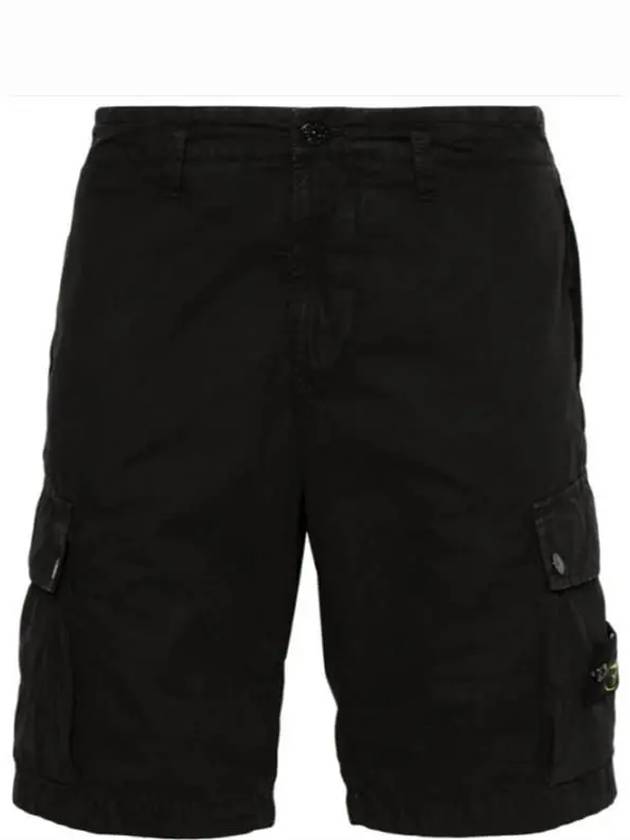 Logo Cotton Slim Cargo Shorts Black - STONE ISLAND - BALAAN 9