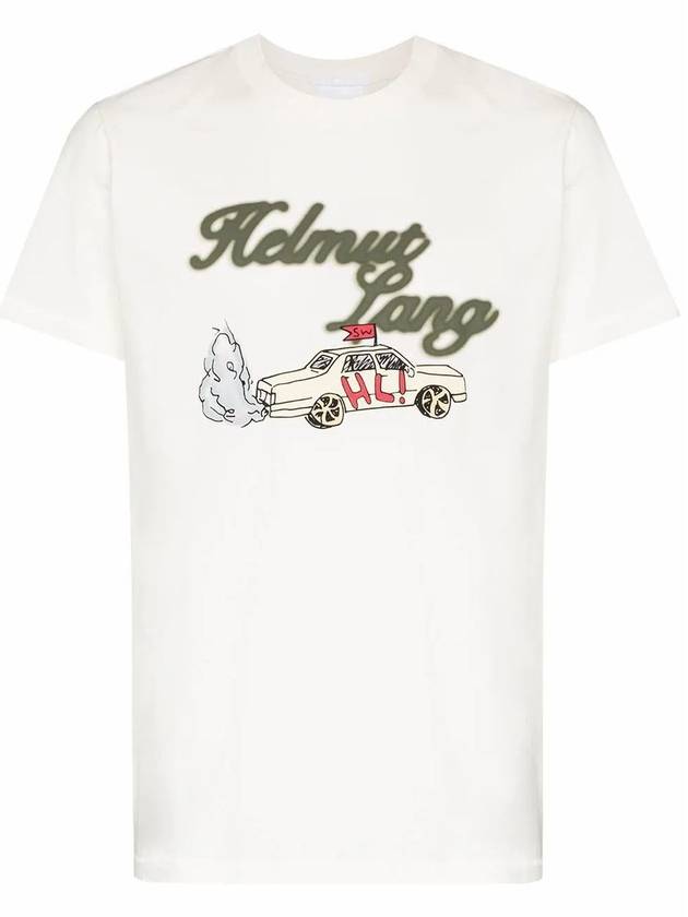 Men's Taxi Logo Short Sleeve T-Shirt White - HELMUT LANG - BALAAN 1