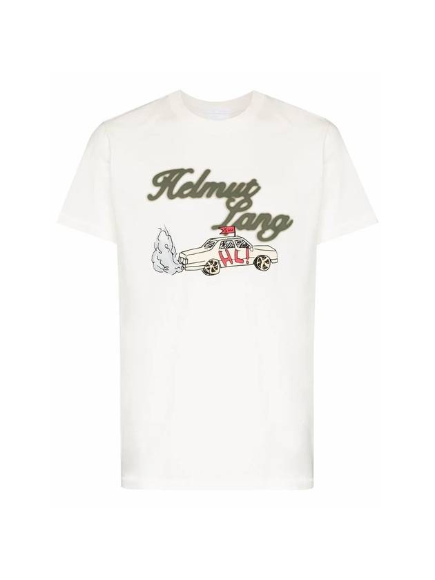 Men's Taxi Logo Short Sleeve T-Shirt White - HELMUT LANG - BALAAN 1