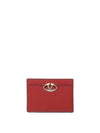 V Logo Signature Leather Card Wallet Red - VALENTINO - BALAAN 1