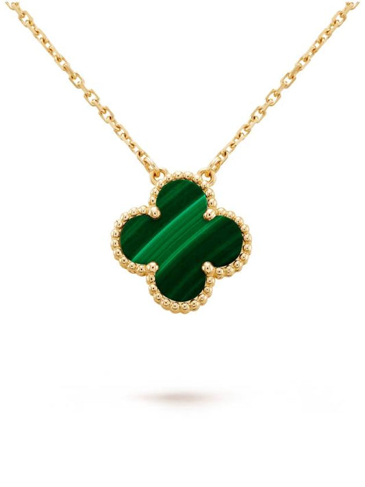 Van Cleef & Arpels Vintage Alhambra Pendant Necklace Yellow Gold Malachite - VANCLEEFARPELS - BALAAN.