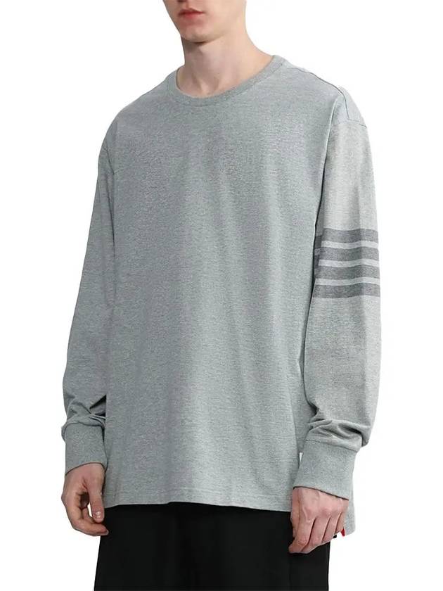 4 Bar Armband Tonal Long Sleeve T-Shirt Grey - THOM BROWNE - BALAAN 4