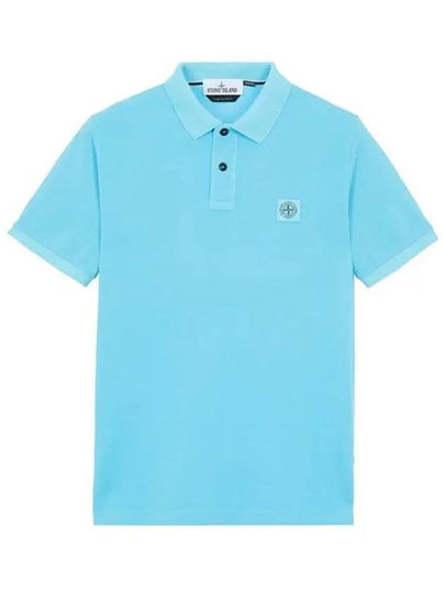 Logo Patch Washing Polo Shirt Aqua Blue - STONE ISLAND - BALAAN 2