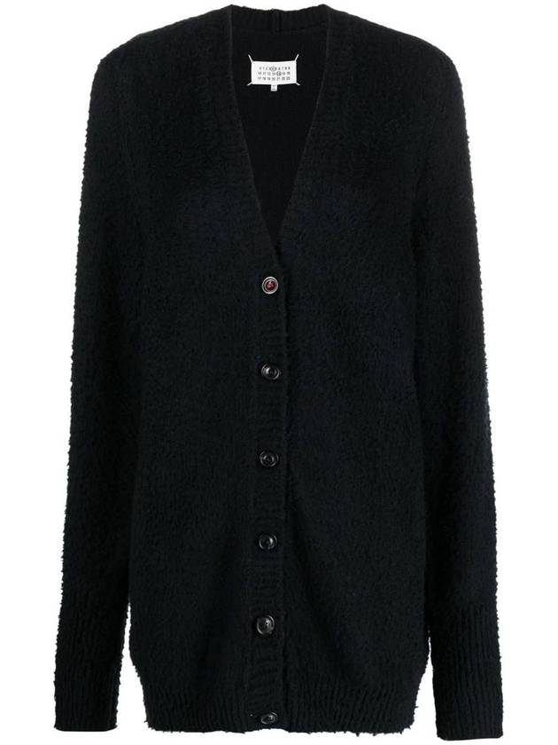 V-Neck Stitch Oversized Knit Cardigan Black - MAISON MARGIELA - BALAAN 2