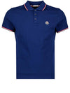 Stripe Trimming Logo Short Sleeve Polo Shirt Indigo Blue - MONCLER - BALAAN 2