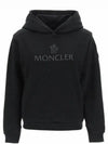 Women's Logo Hooded Top Black - MONCLER - BALAAN.