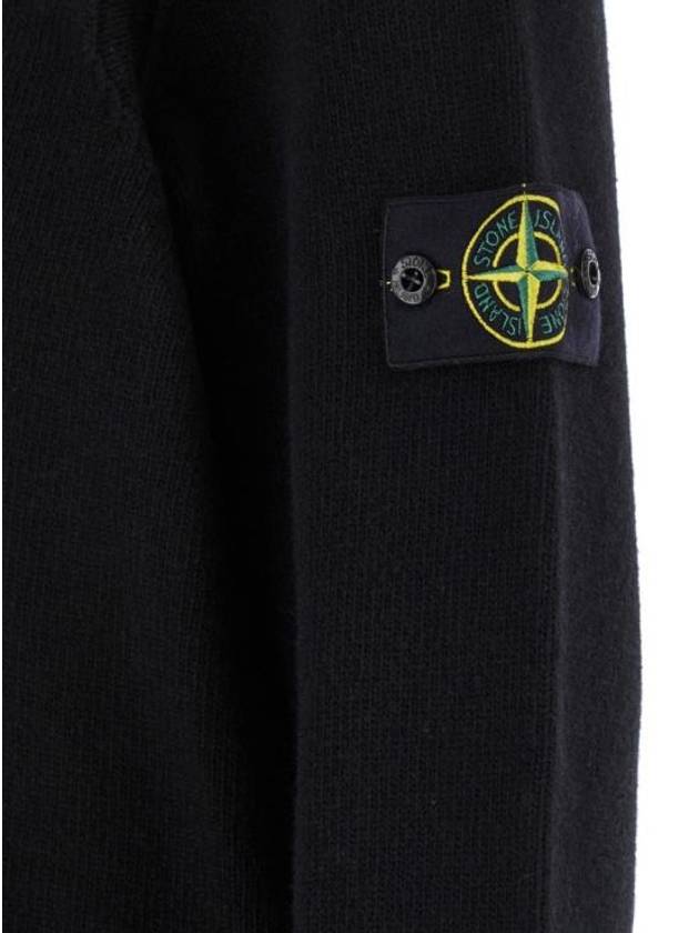 Wappen Patch Half Button Lambswool Knit Top Black - STONE ISLAND - BALAAN 4