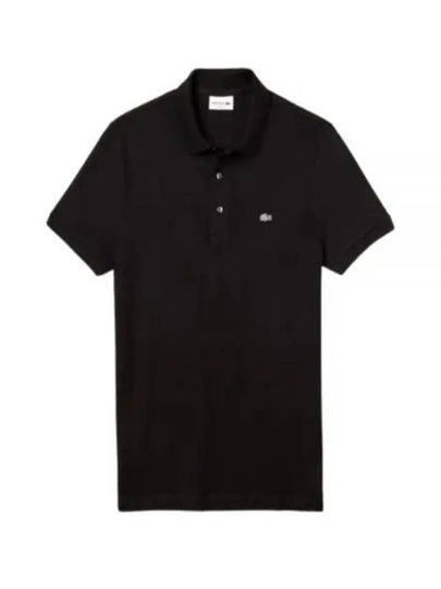 Logo Patch Slim Fit Polo Shirt Black - LACOSTE - BALAAN 2