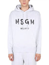 Milan Brushed Logo Cotton Hoodie Light Grey - MSGM - BALAAN 2