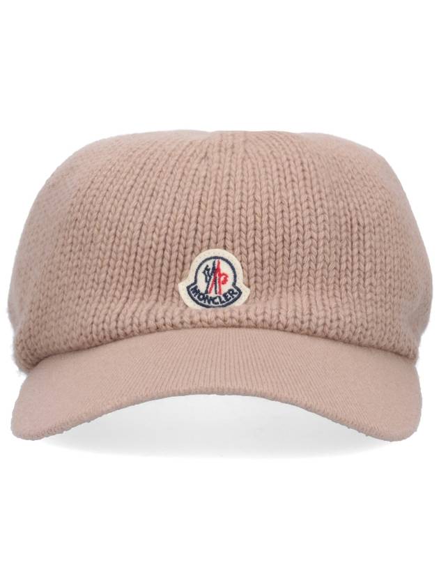 Logo Knit Cotton Ball Cap Pink - MONCLER - BALAAN 2